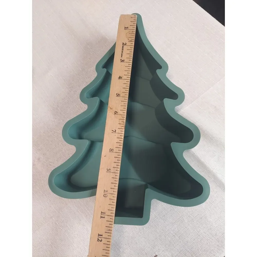 Christmas Tree Silicone Mold Baking Cake Jello Soap Craft Holiday Green 10 Inch